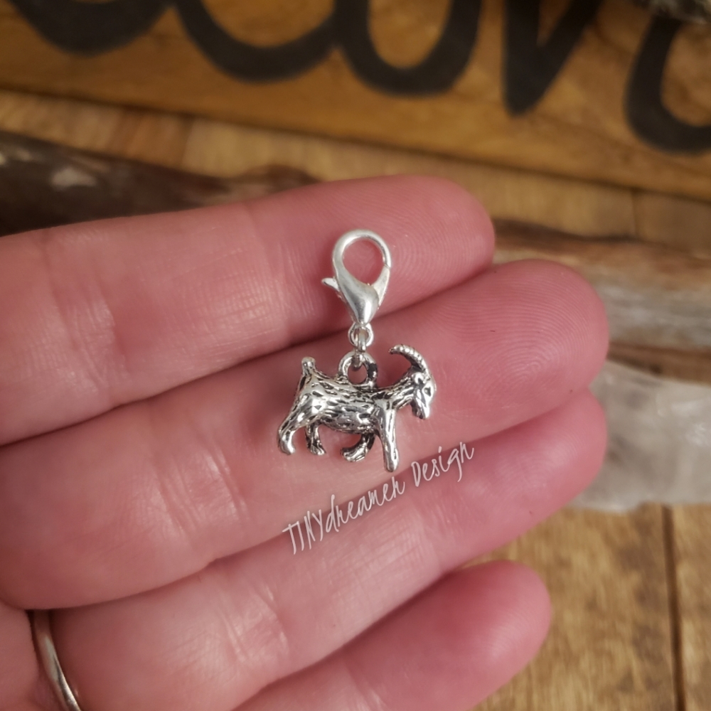 5/$25 Silver Goat Charm for Bracelet~Zipper~Pendant~Makeup Bag~Journal~Planner~